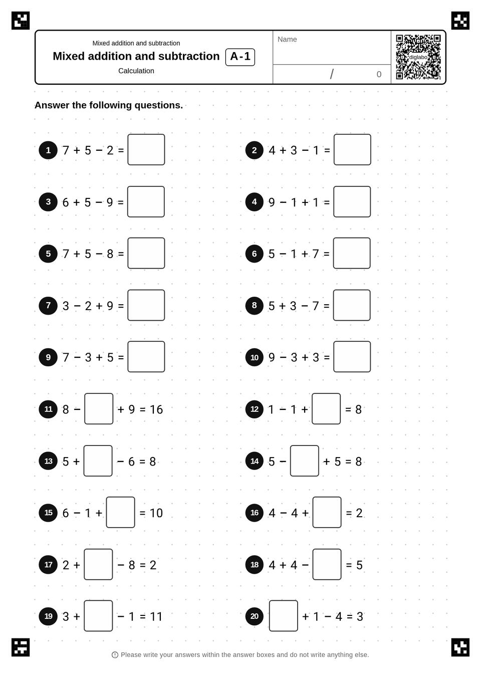 Mixed Addition and Subtraction Review