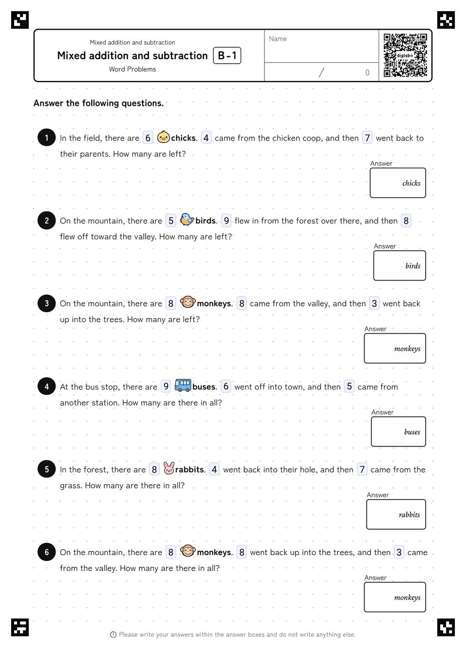 Mixed Addition and Subtraction Review