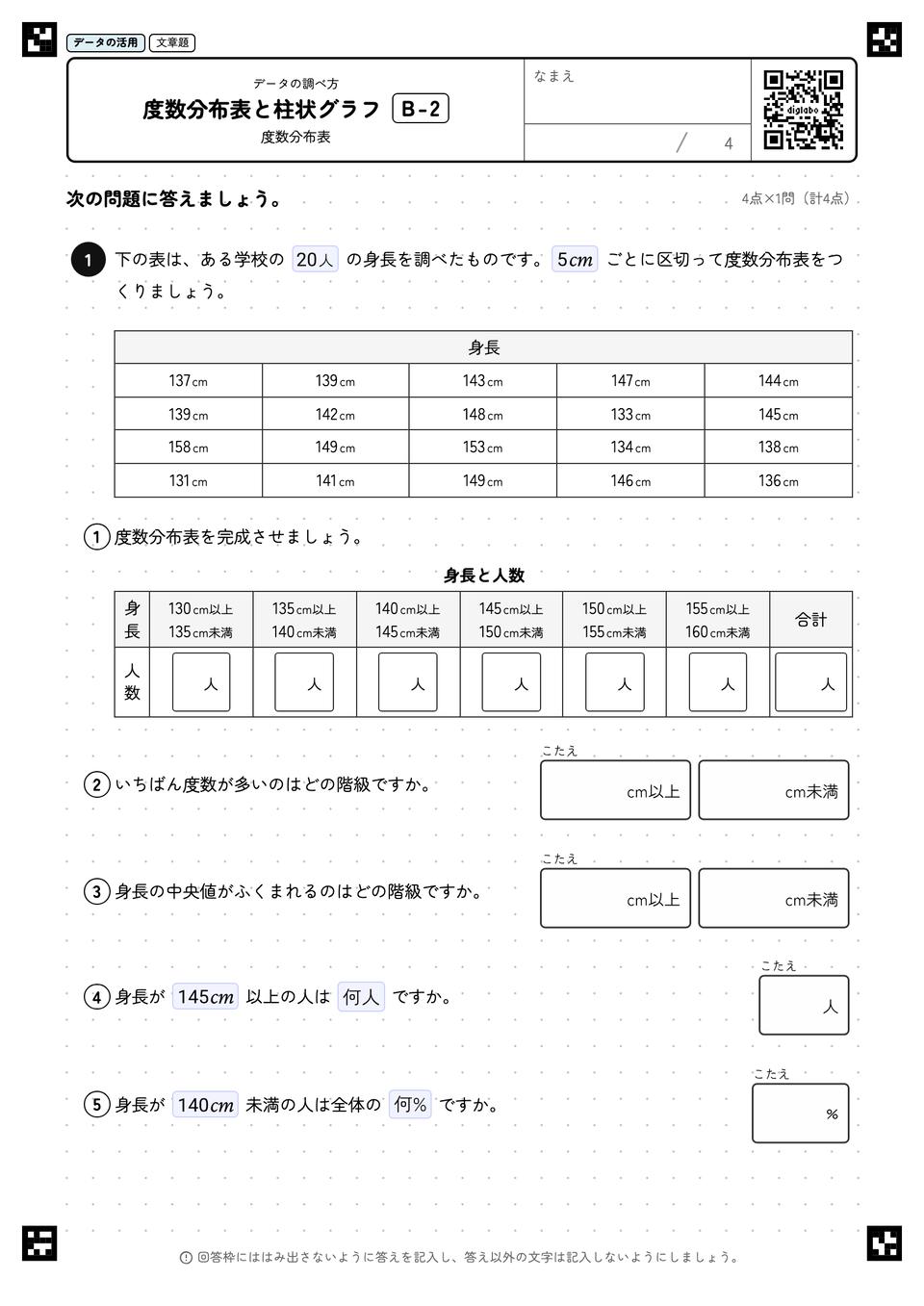 度数分布表と柱状グラフ