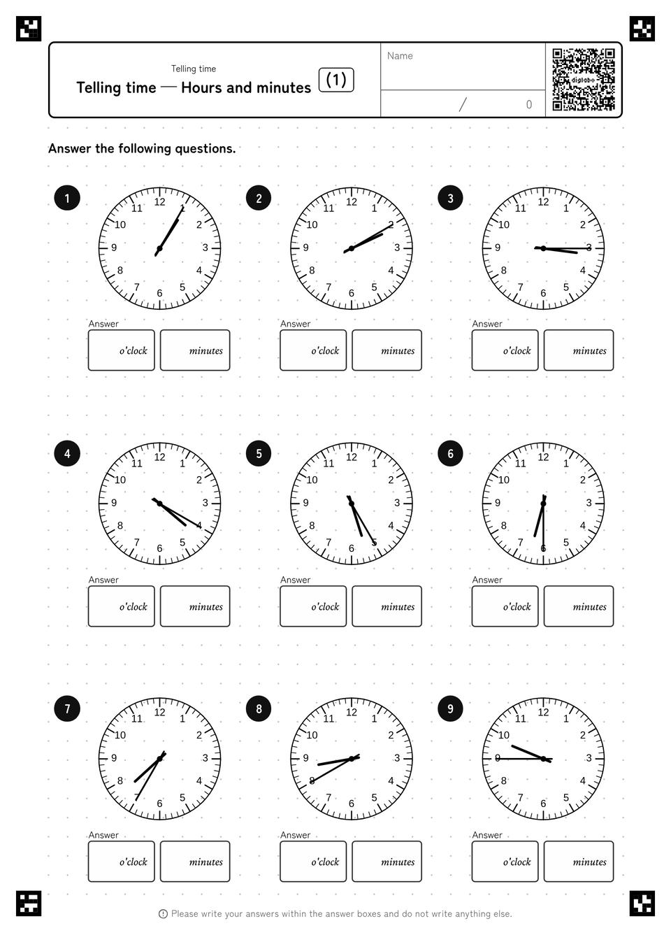 What Time Is It? (Hours and Minutes)