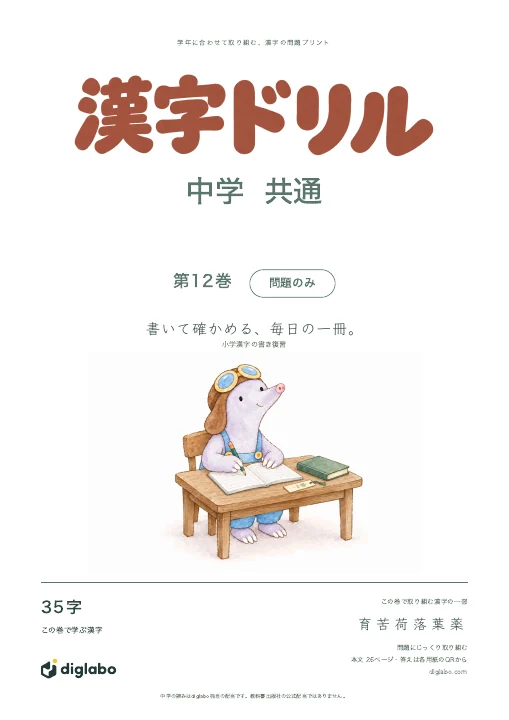 中学共通 小学漢字の書き復習 第12巻・問題のみの表紙
