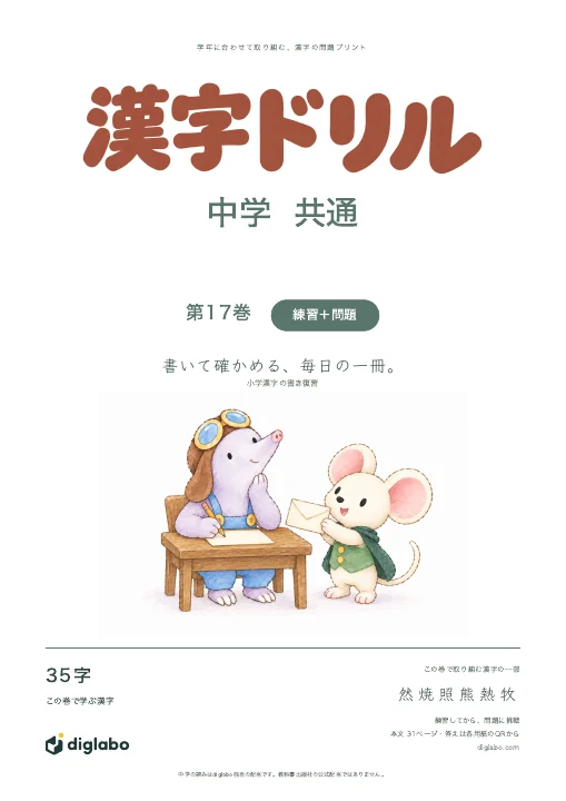 中学共通 小学漢字の書き復習 第17巻・練習＋問題の表紙