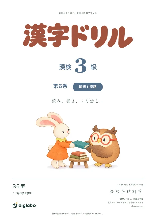 漢検3級 漢字 第6巻・練習＋問題の表紙