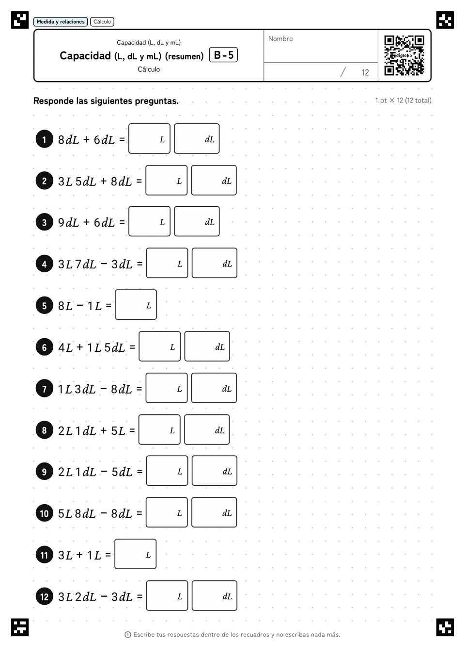 Capacidad (L, dL y mL) (resumen) B-5