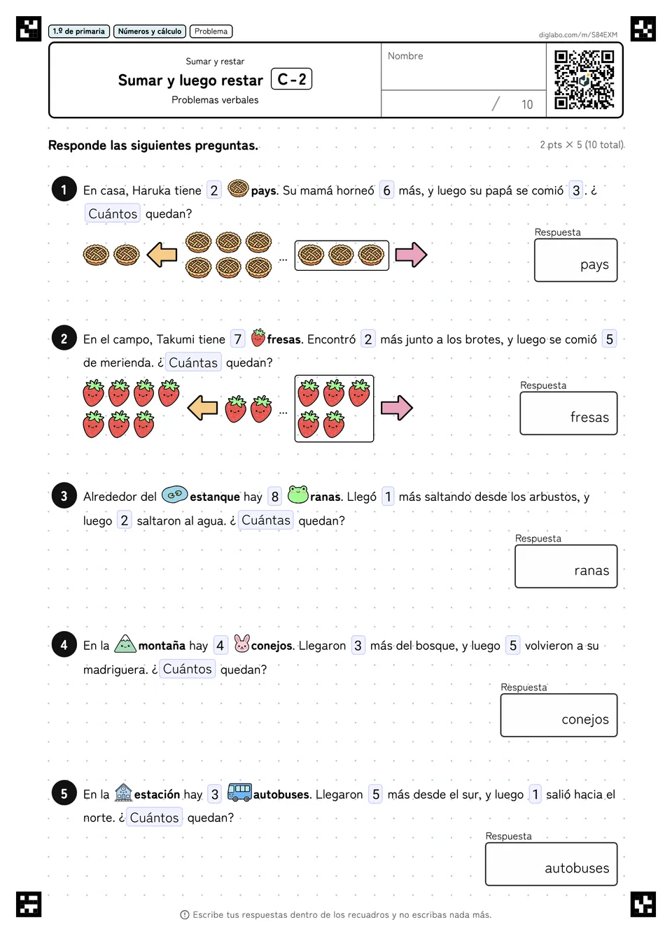1.º de primaria Sumar y restar Sumar y luego restar
