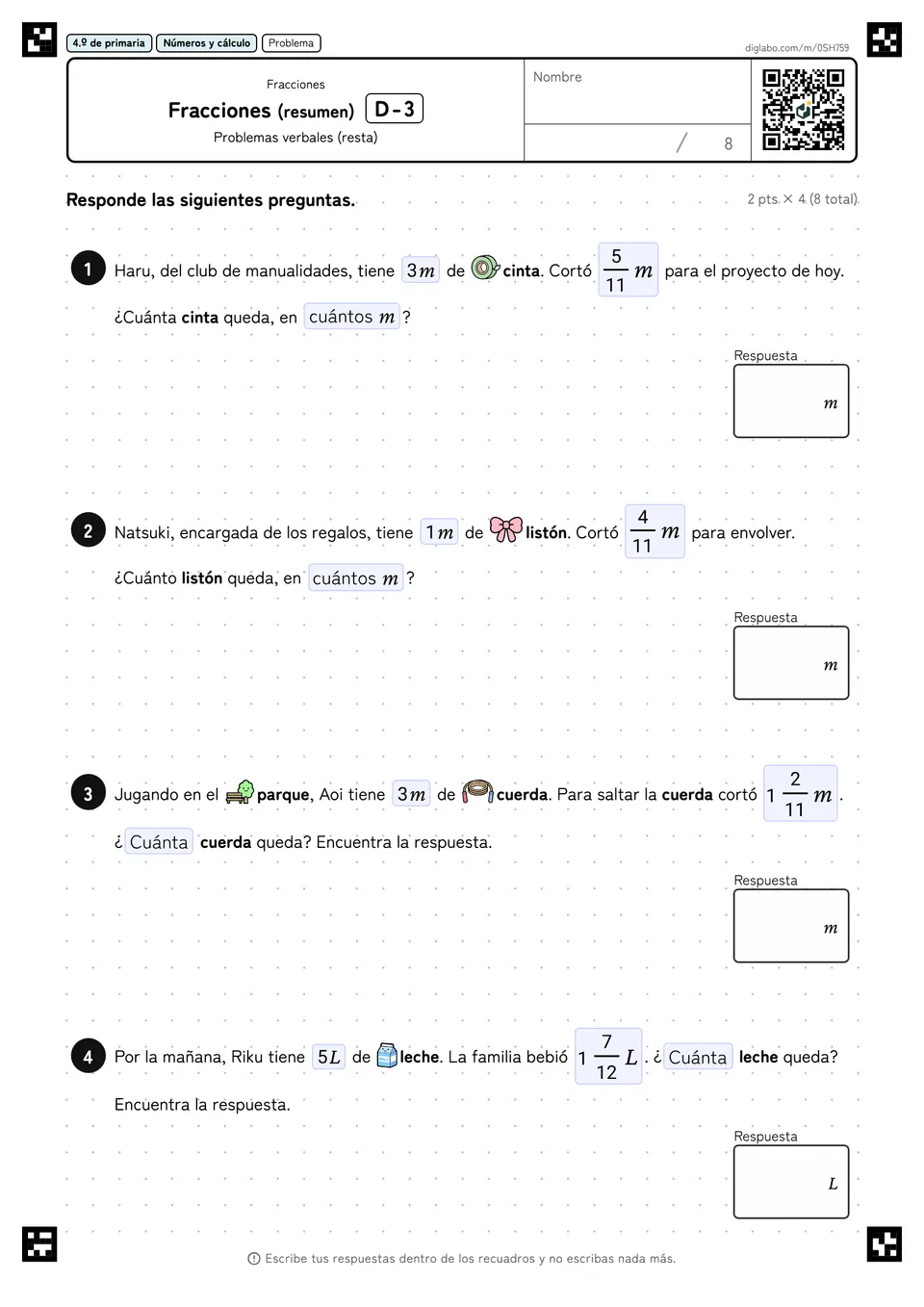 4.º de primaria Fracciones Fracciones (resumen)