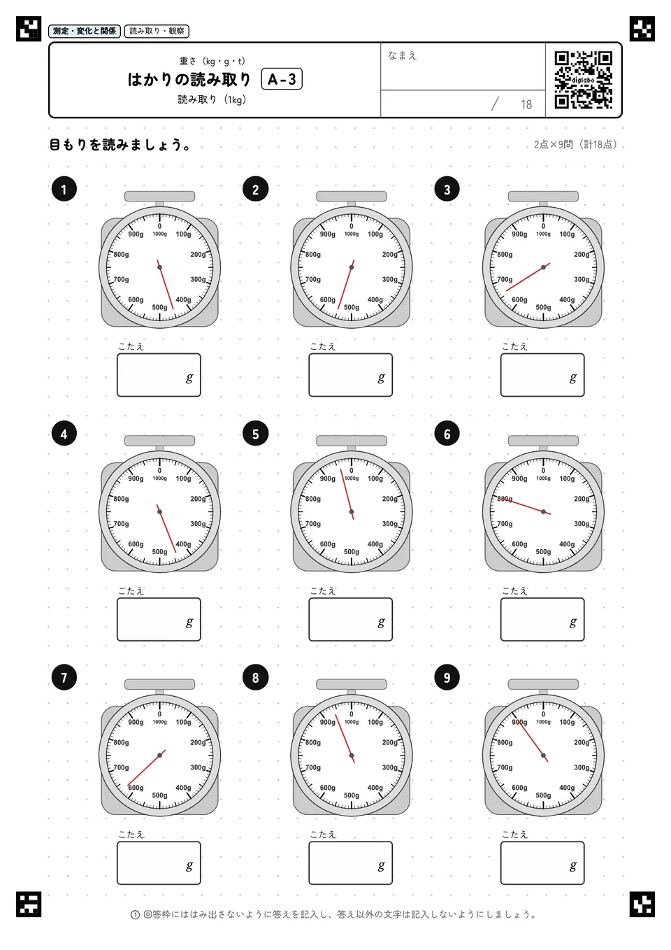 はかりの読み取り A-3