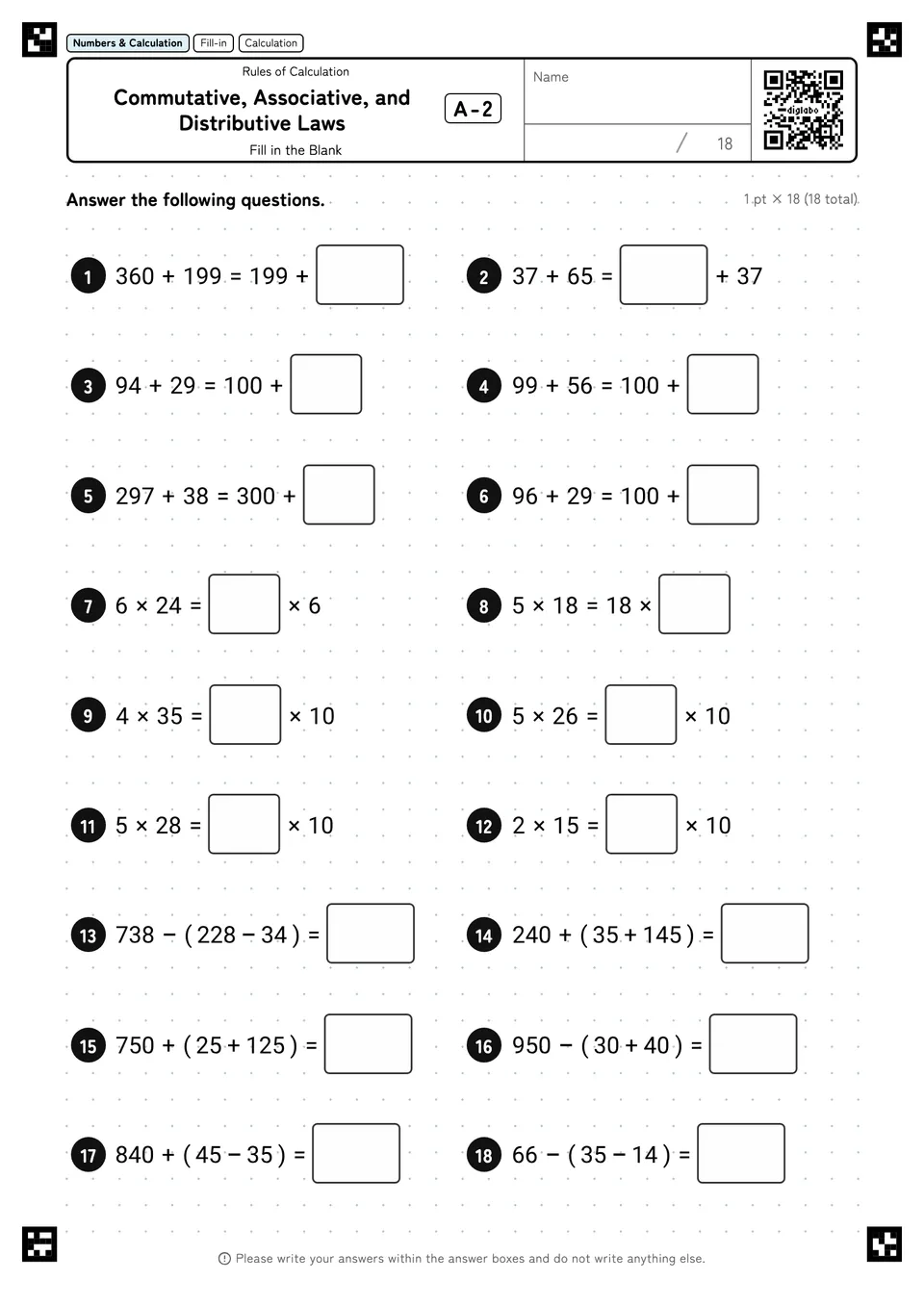 Commutative, Associative, and Distributive Laws A-2