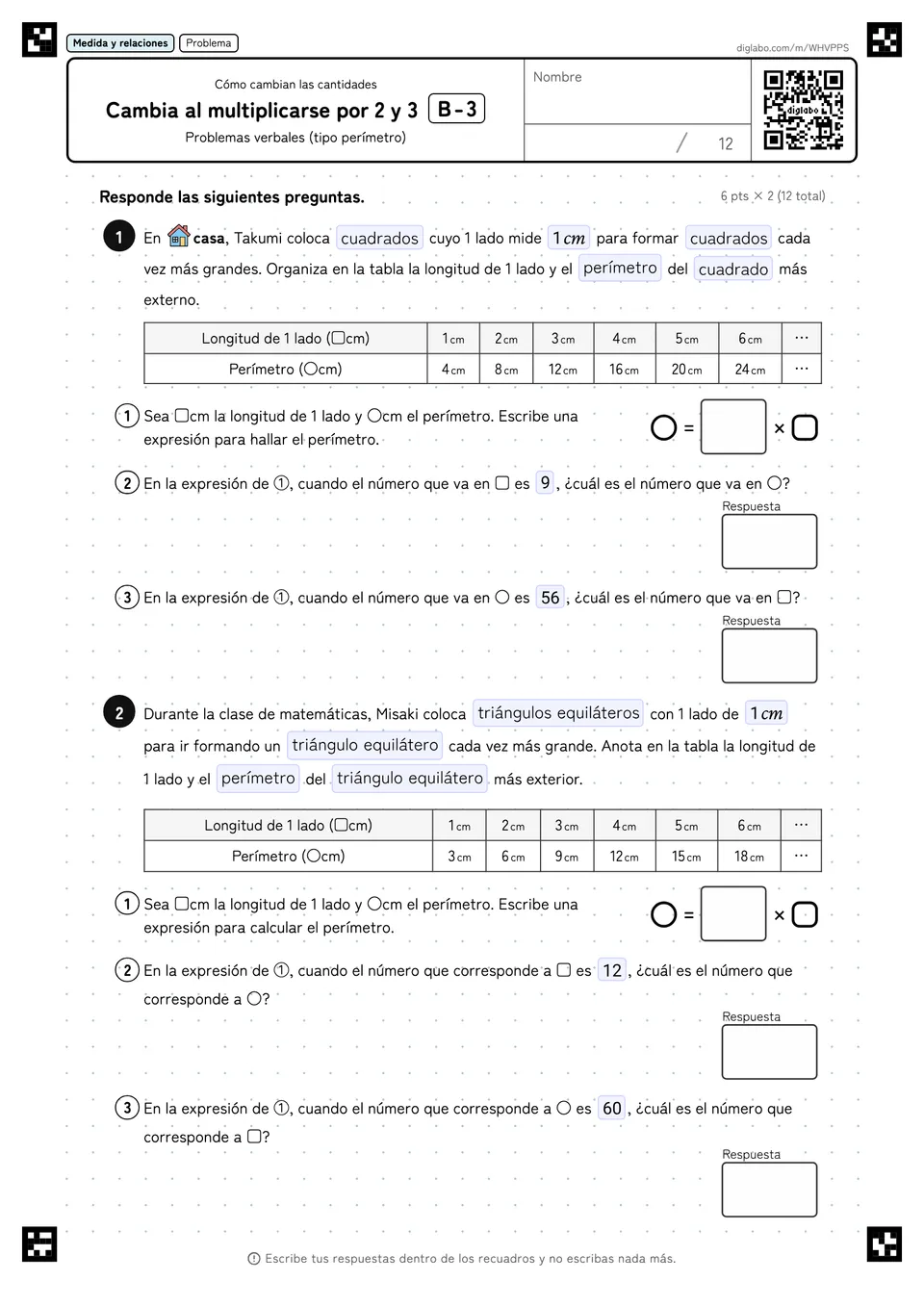 Cambia al multiplicarse por 2 y 3 B-3