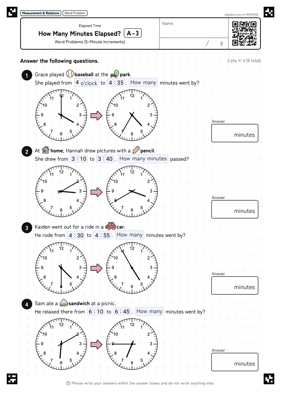 How Many Minutes Elapsed? A-3