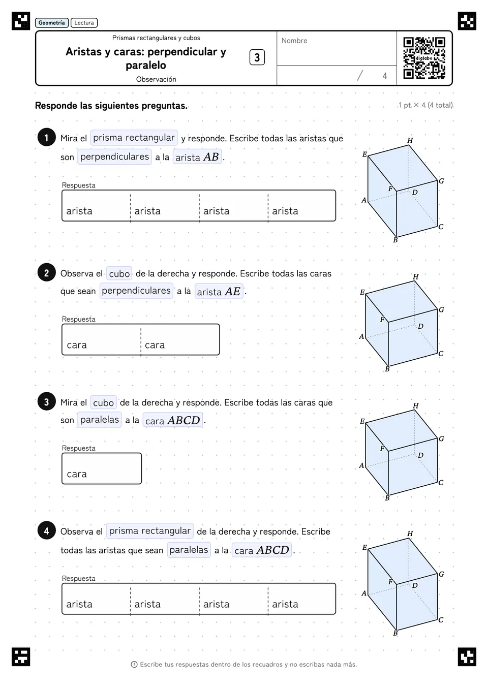 Aristas y caras: perpendicular y paralelo 3