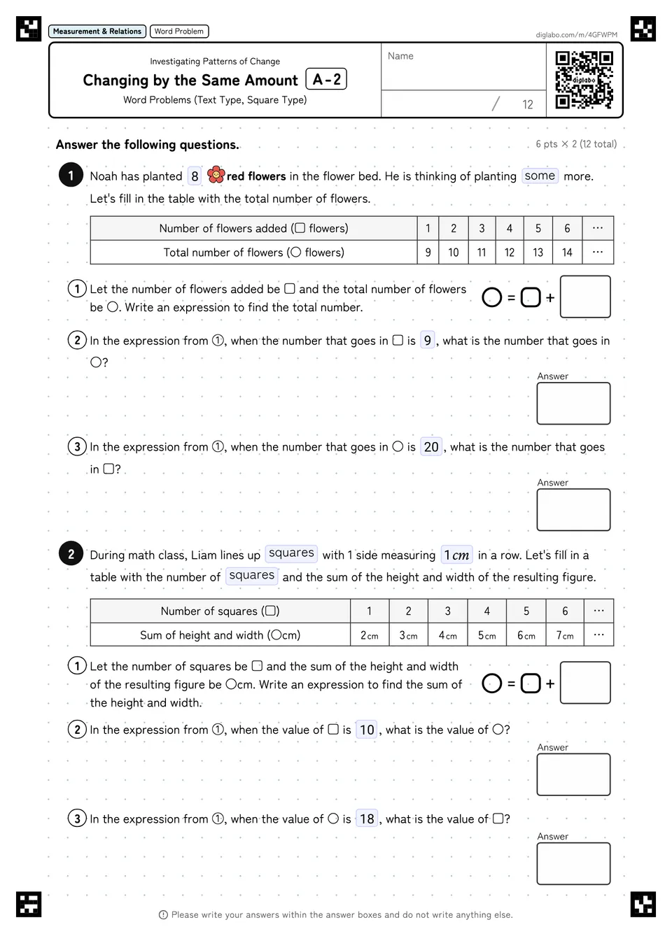 Changing by the Same Amount A-2