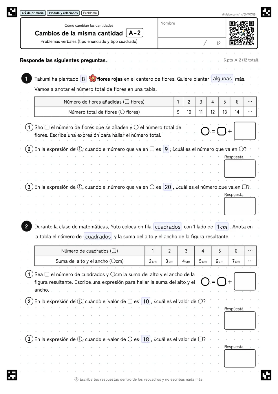 4.º de primaria Cómo cambian las cantidades Cambios de la misma cantidad