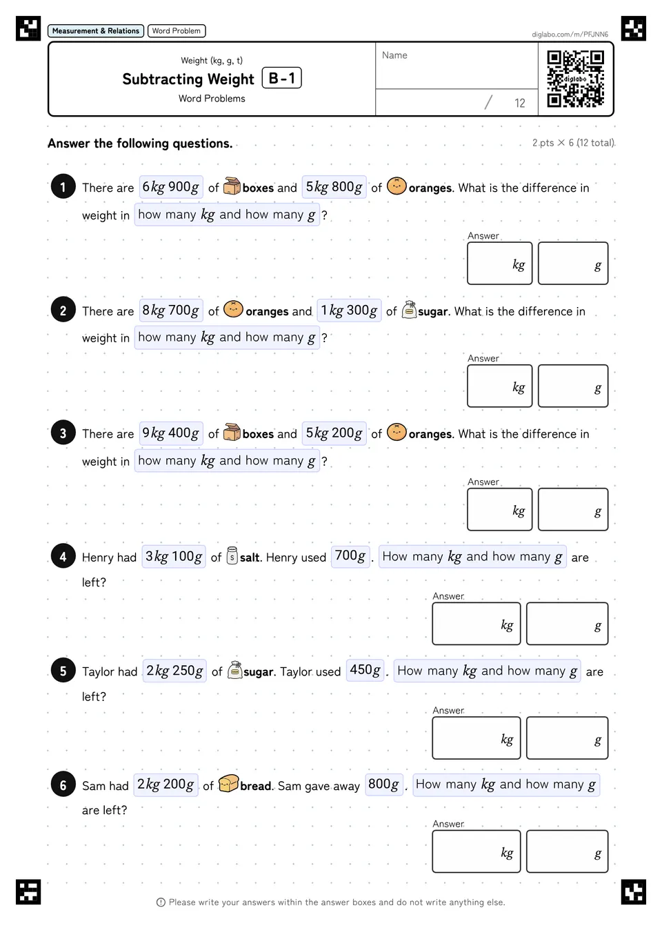 Subtracting Weight B-1