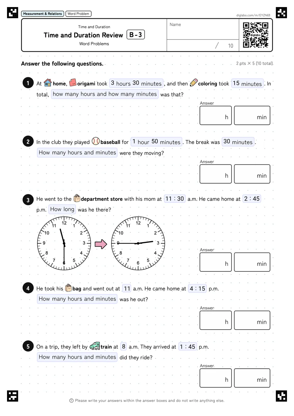 Time and Duration Review B-3