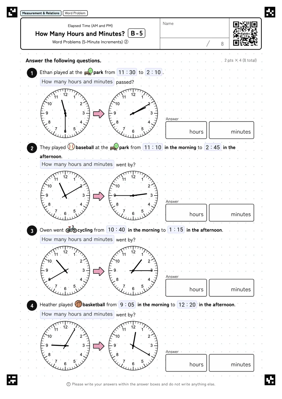 How Many Hours and Minutes? B-5
