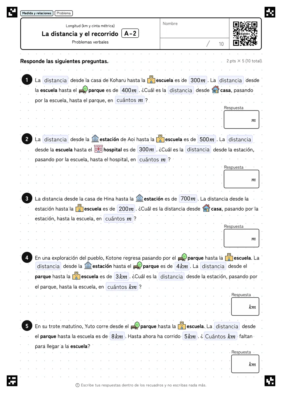 La distancia y el recorrido A-2