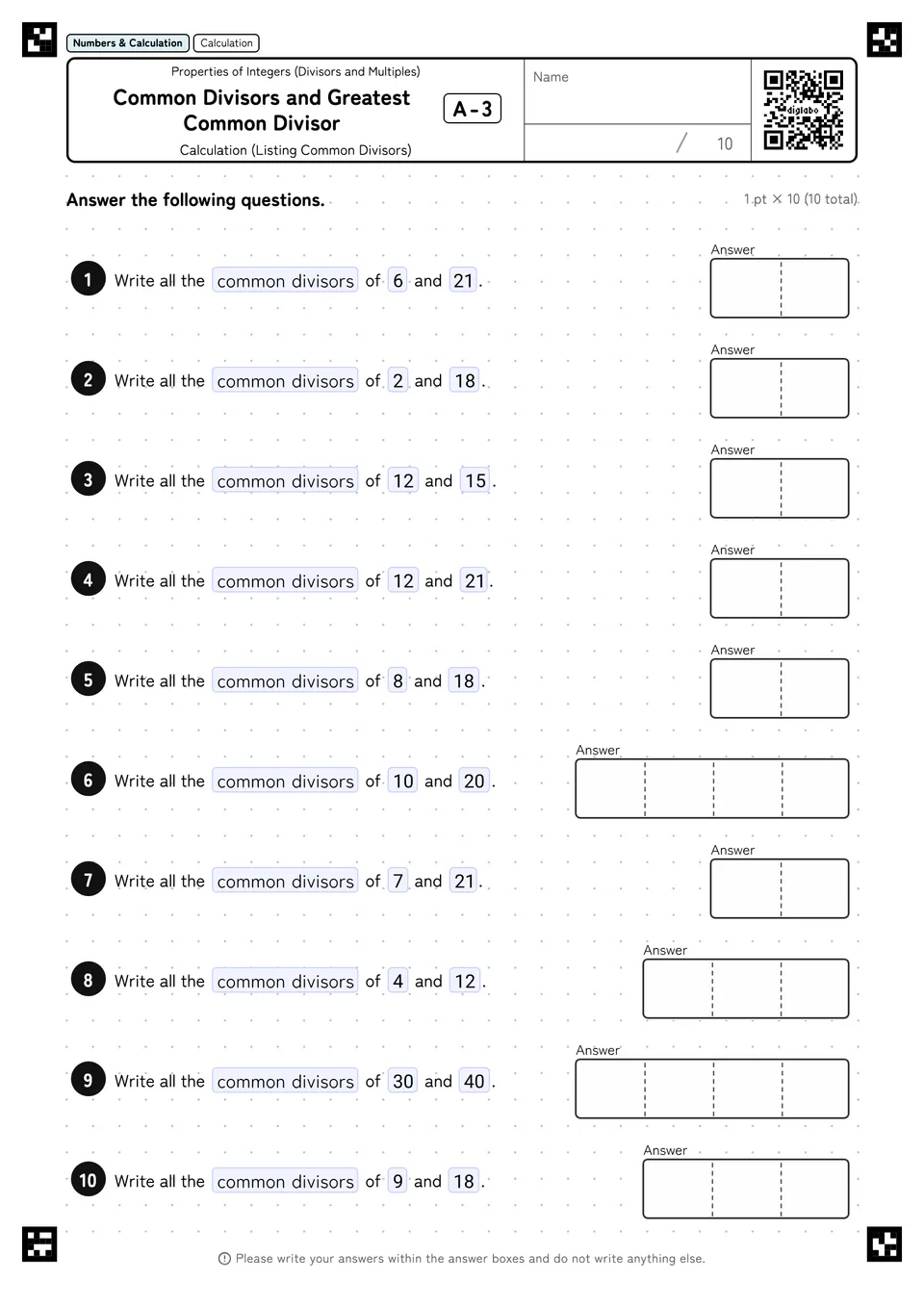 Common Divisors and Greatest Common Divisor A-3