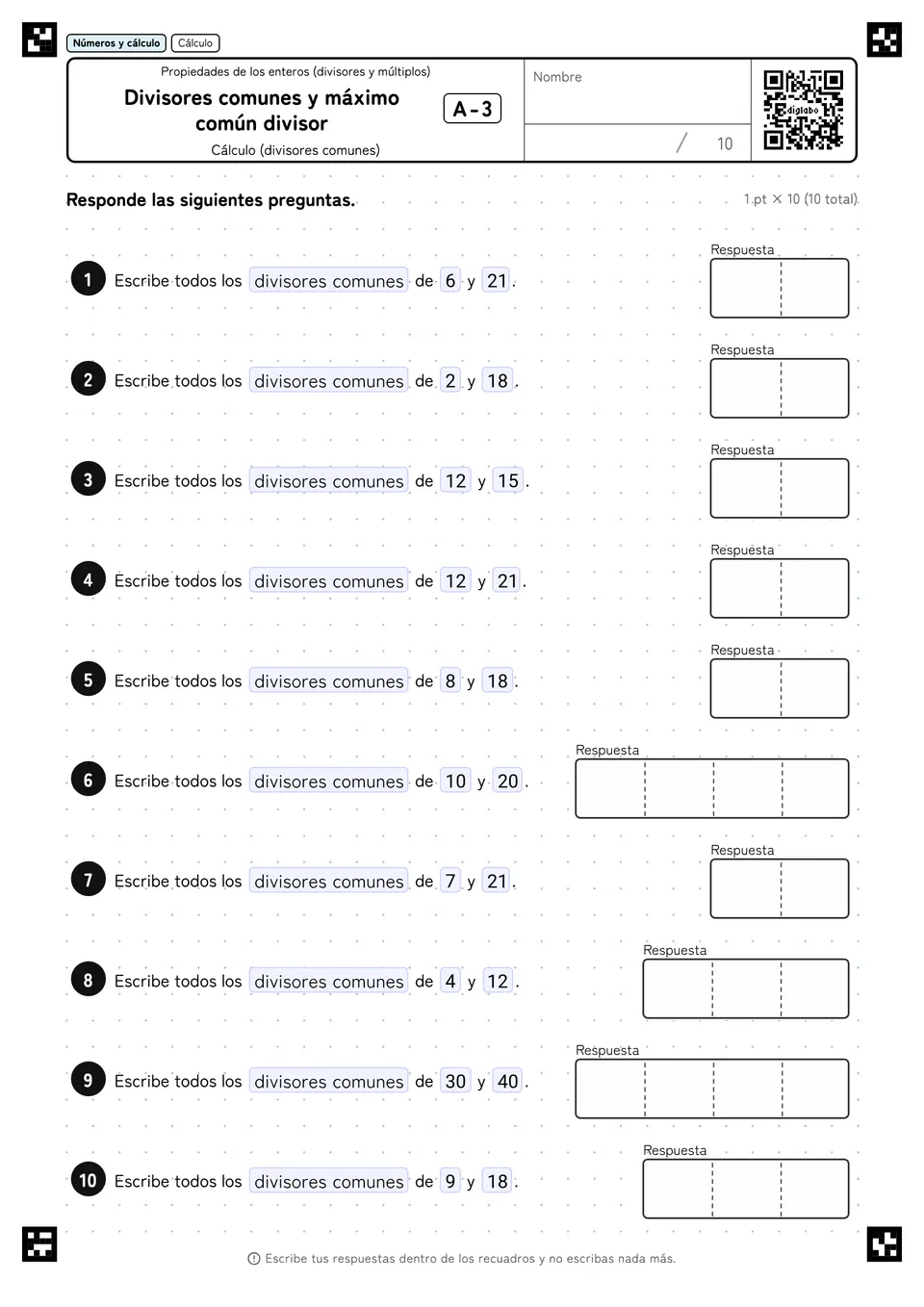 Divisores comunes y máximo común divisor A-3