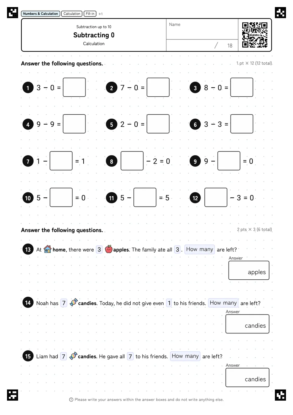 Subtracting 0