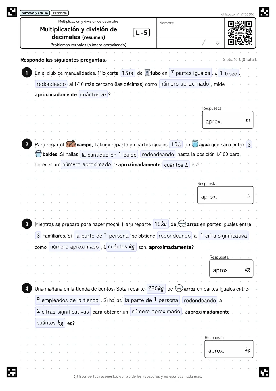 Multiplicación y división de decimales (resumen) L-5