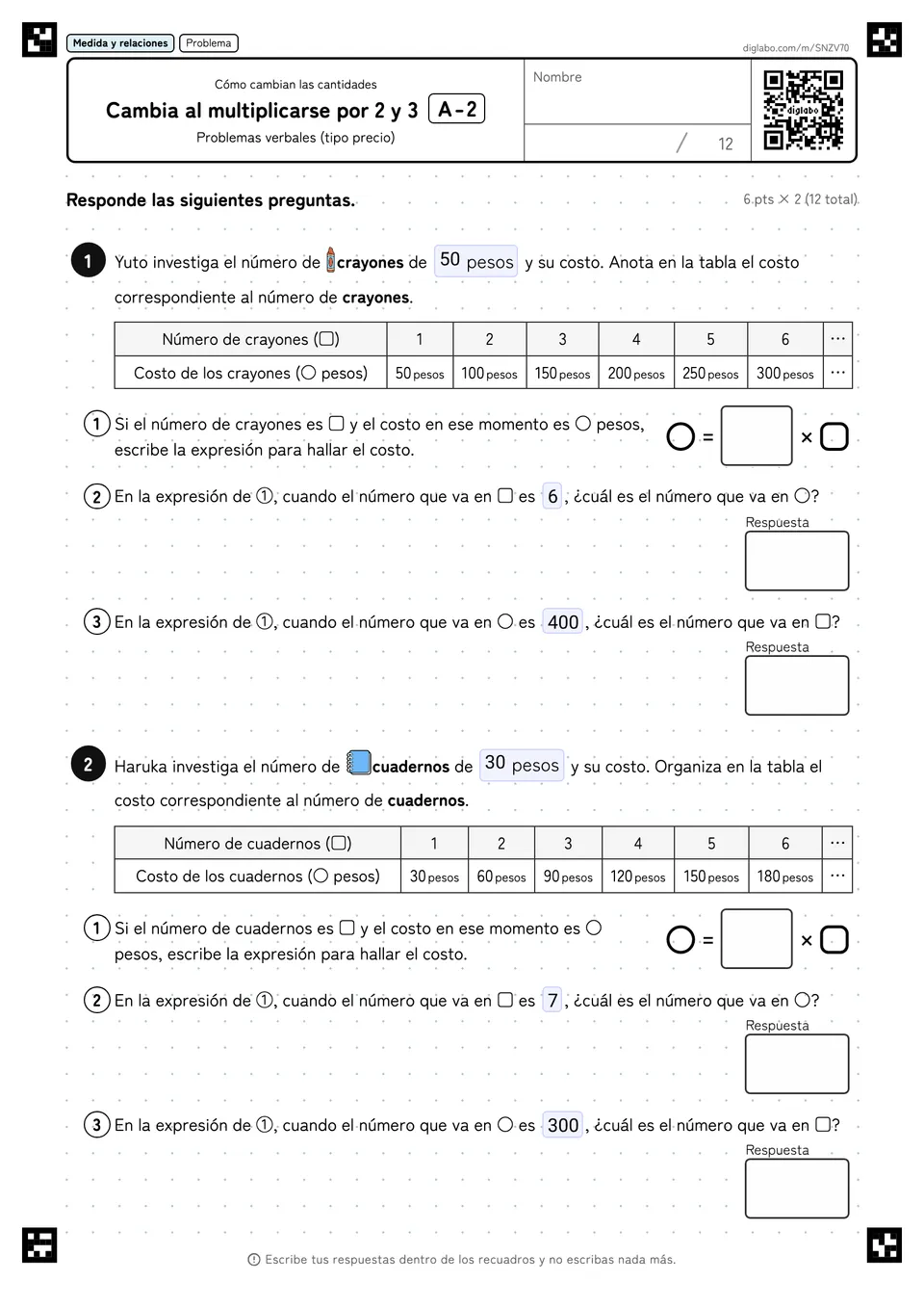 Cambia al multiplicarse por 2 y 3 A-2