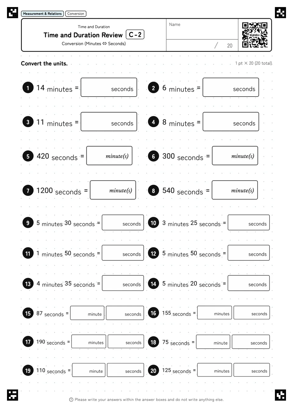 Time and Duration Review C-2