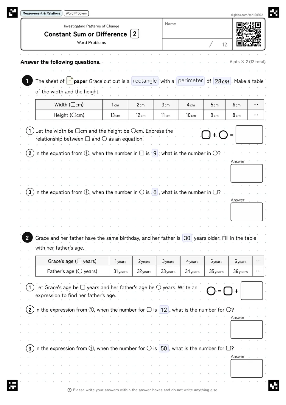 Constant Sum or Difference 2