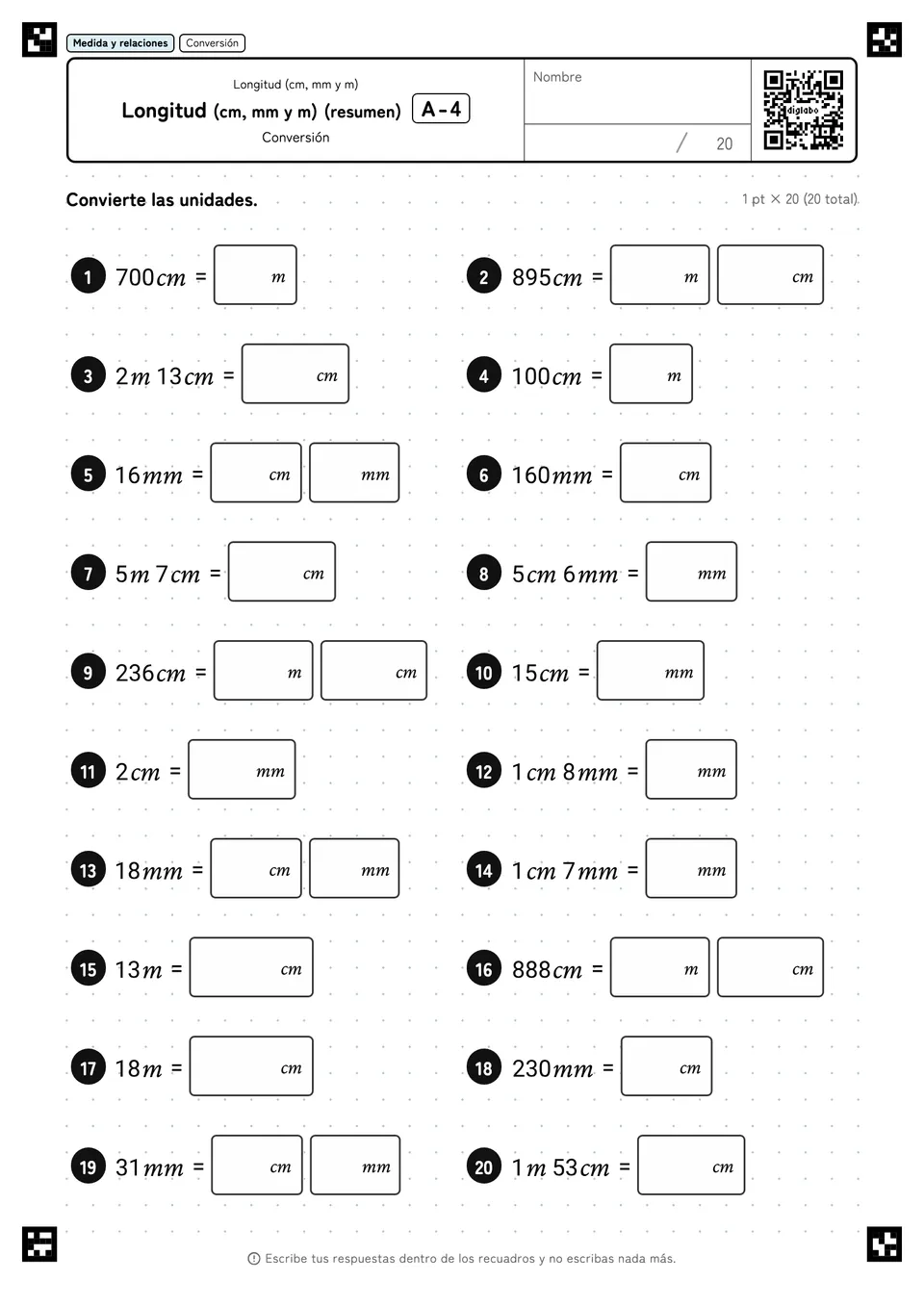 Longitud (cm, mm y m) (resumen) A-4