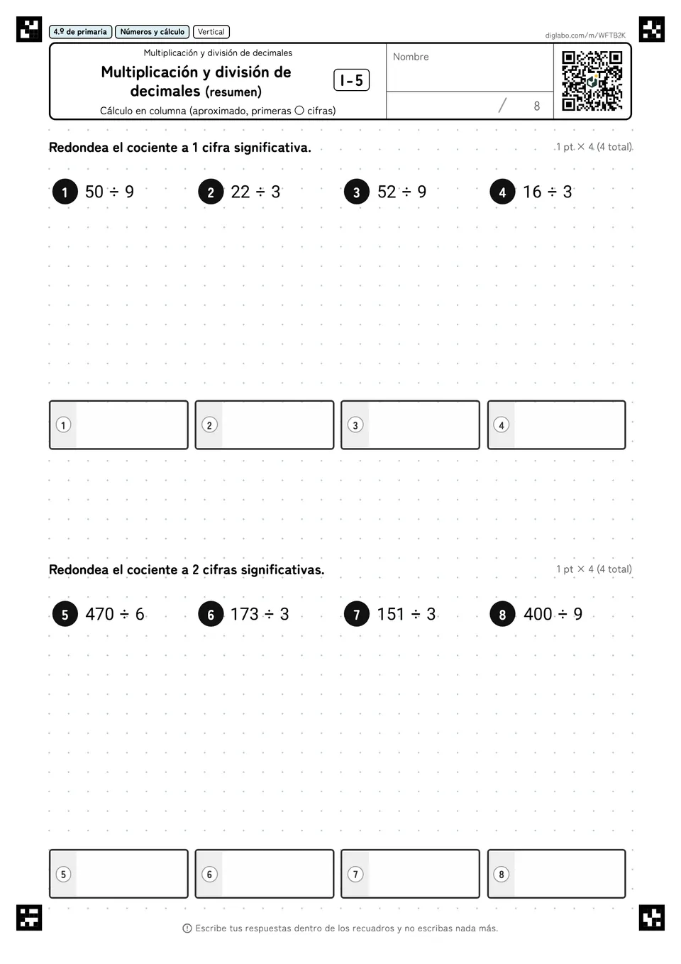 4.º de primaria Multiplicación y división de decimales Multiplicación y división de decimales (resumen)