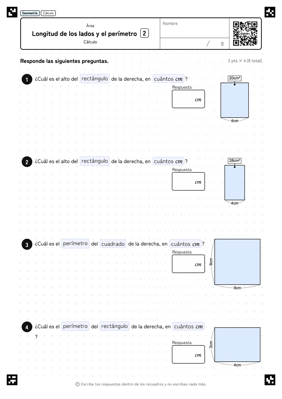 Longitud de los lados y el perímetro 2