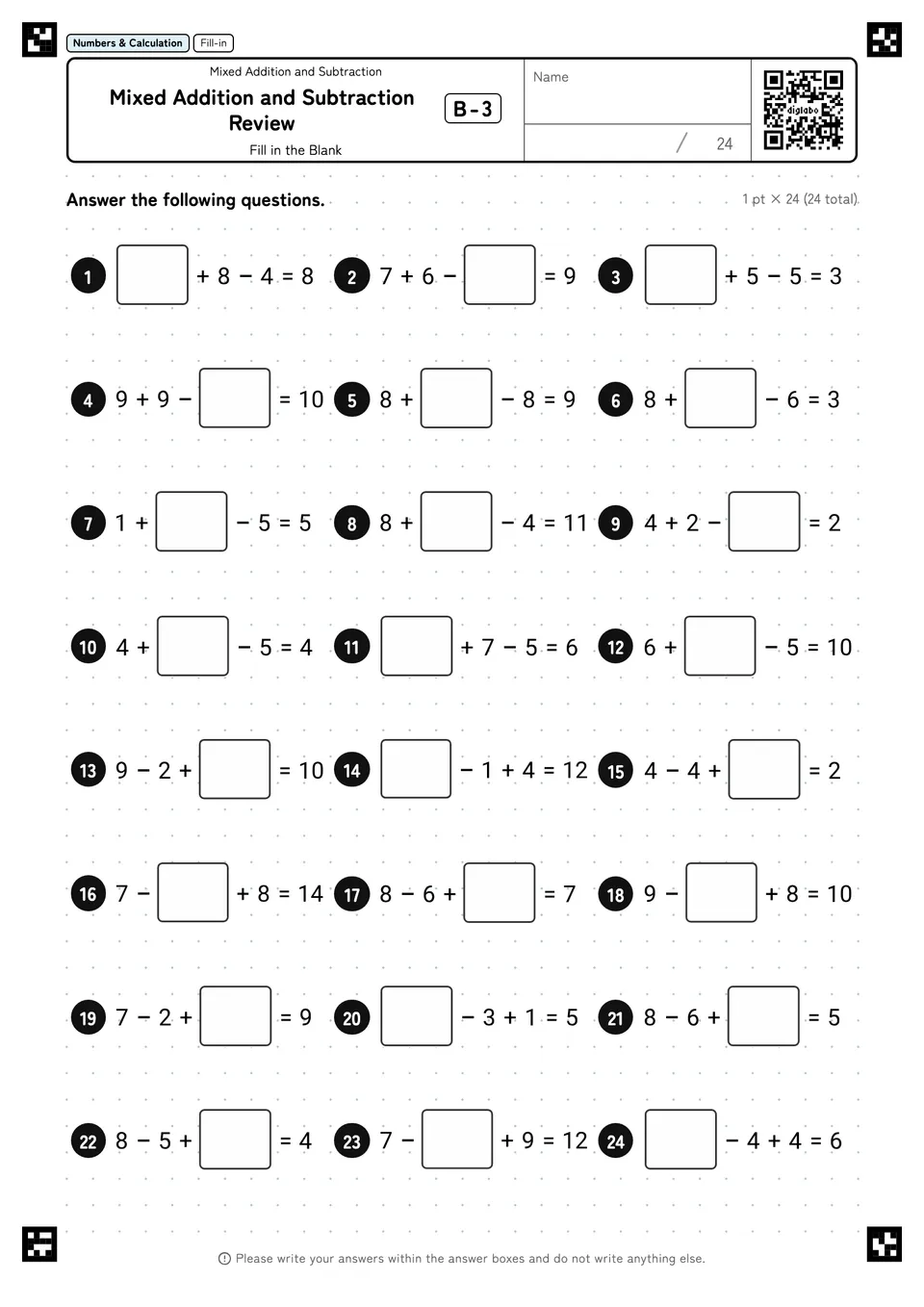 Mixed Addition and Subtraction Review B-3