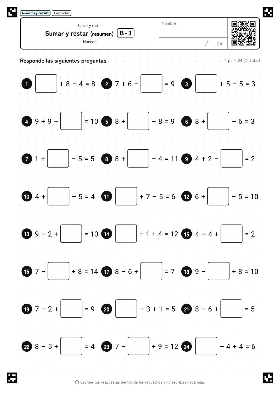 Sumar y restar (resumen) B-3