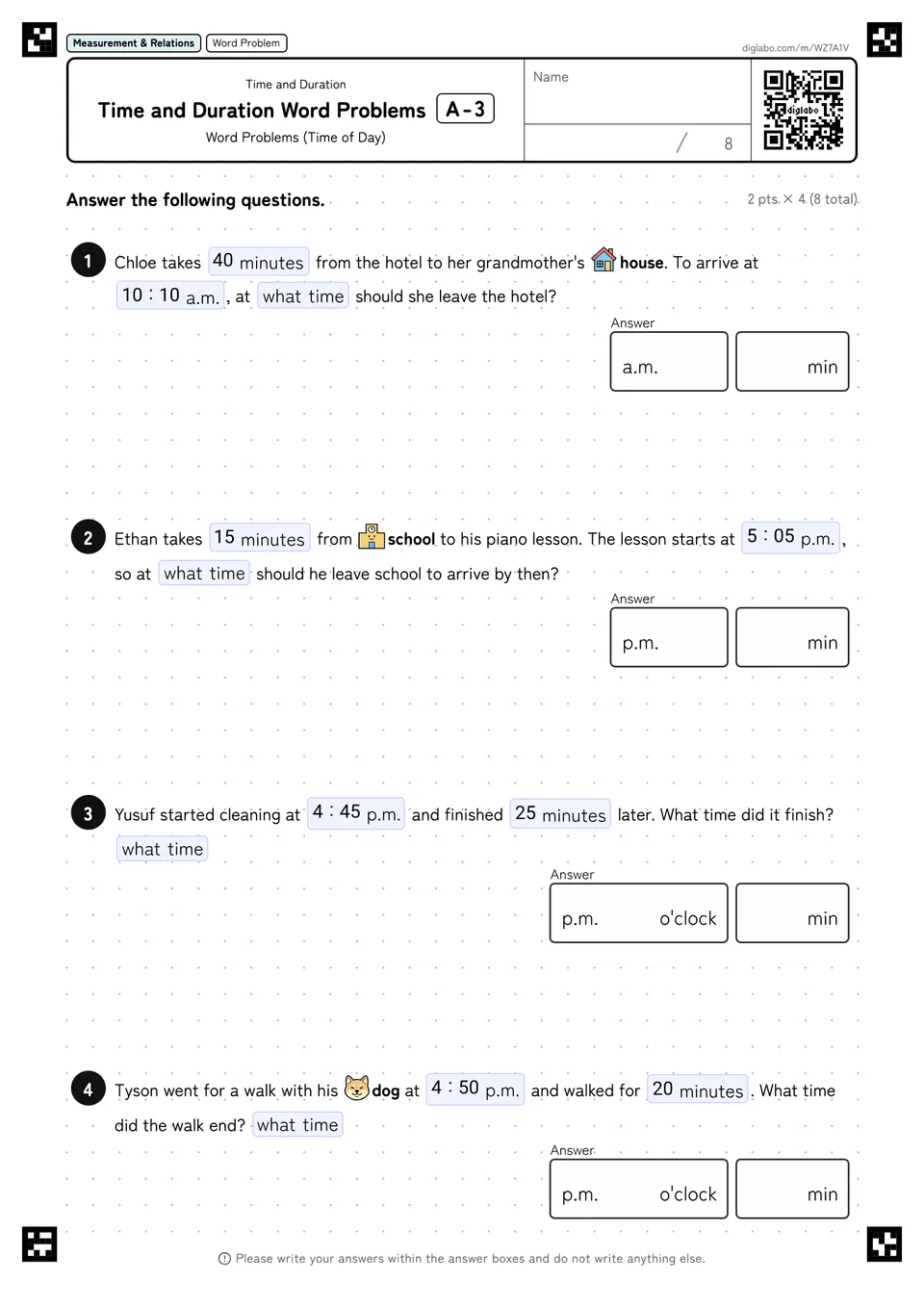 Time and Duration Word Problems A-3