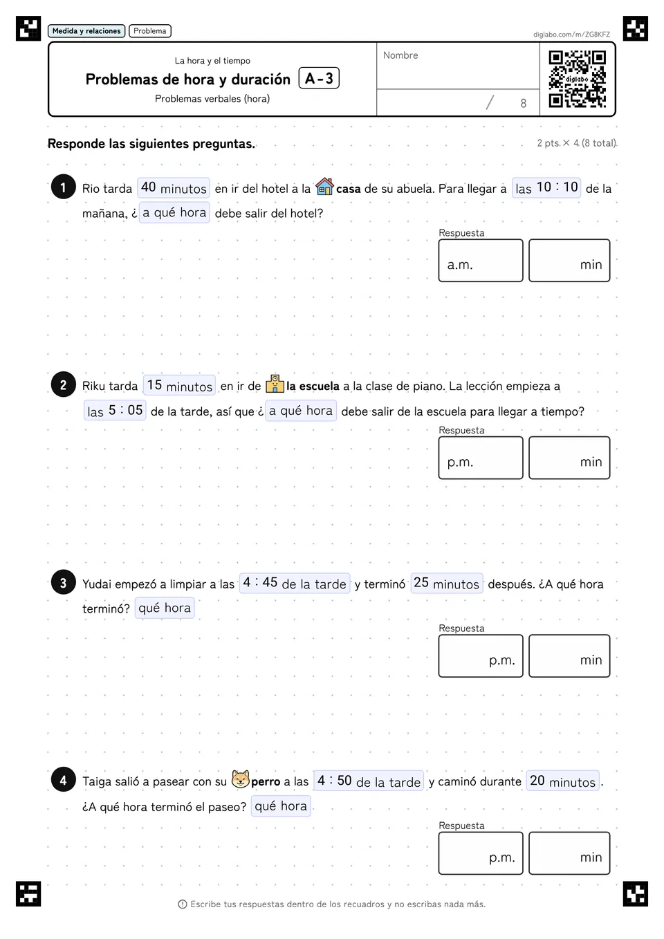 Problemas de hora y duración A-3