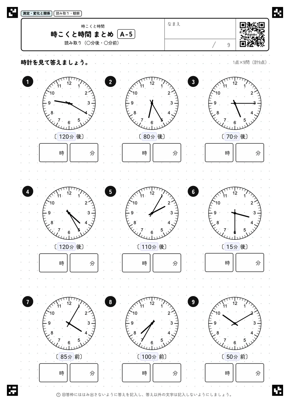 時こくと時間 まとめ A-5