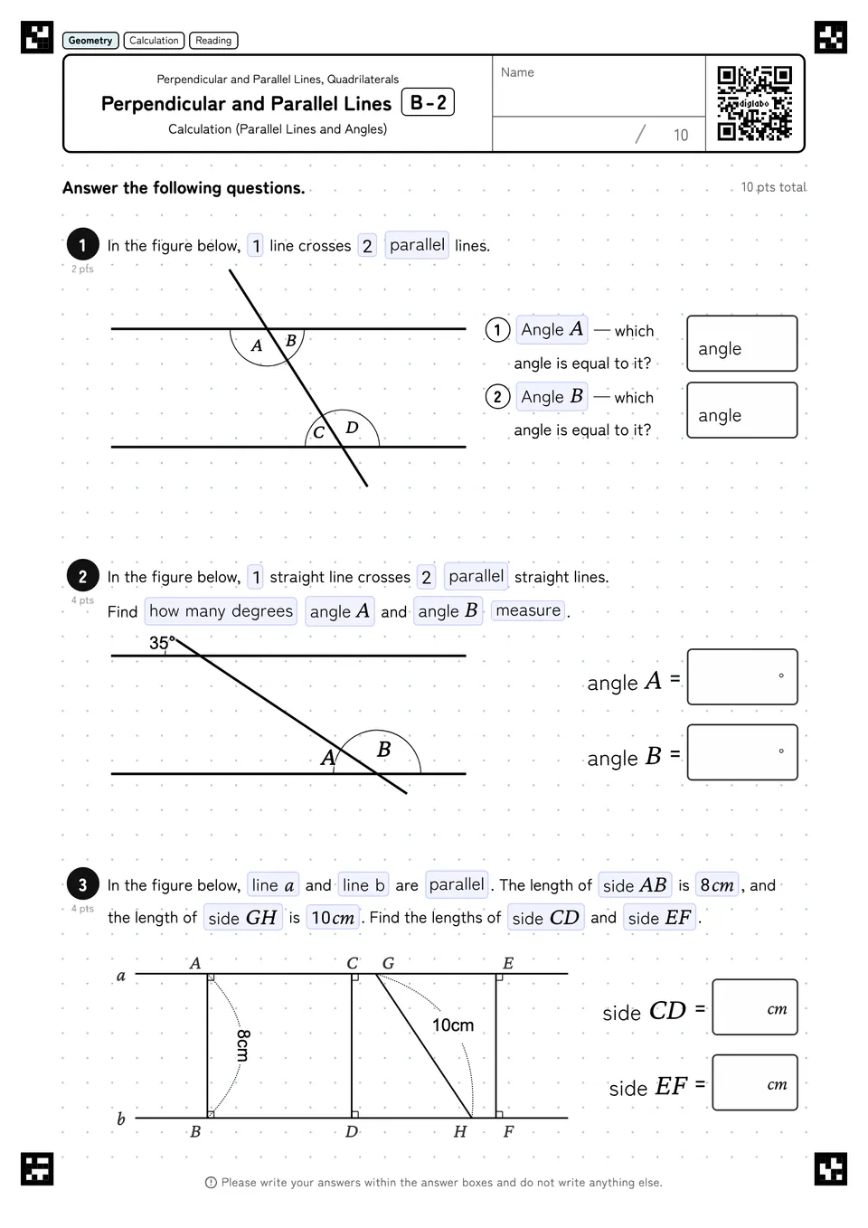 Perpendicular and Parallel Lines B-2