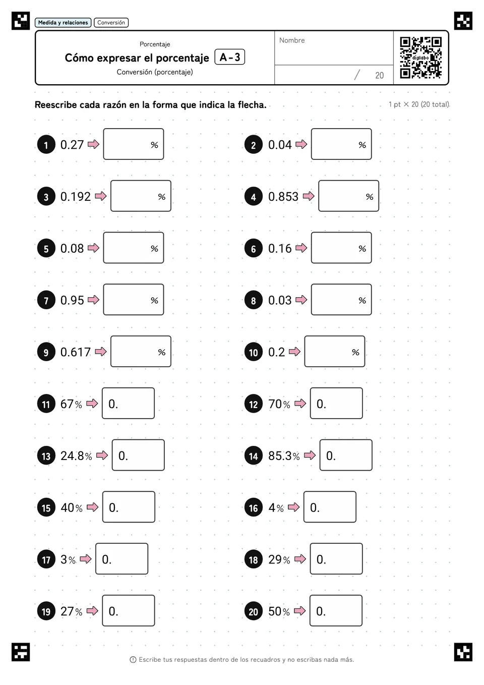 Cómo expresar el porcentaje A-3