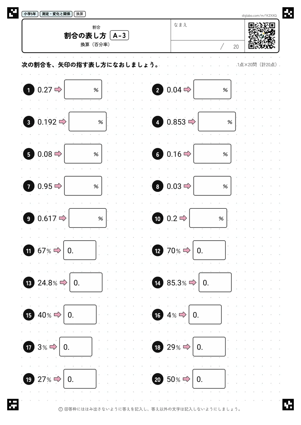 小学5年 割合 割合の表し方