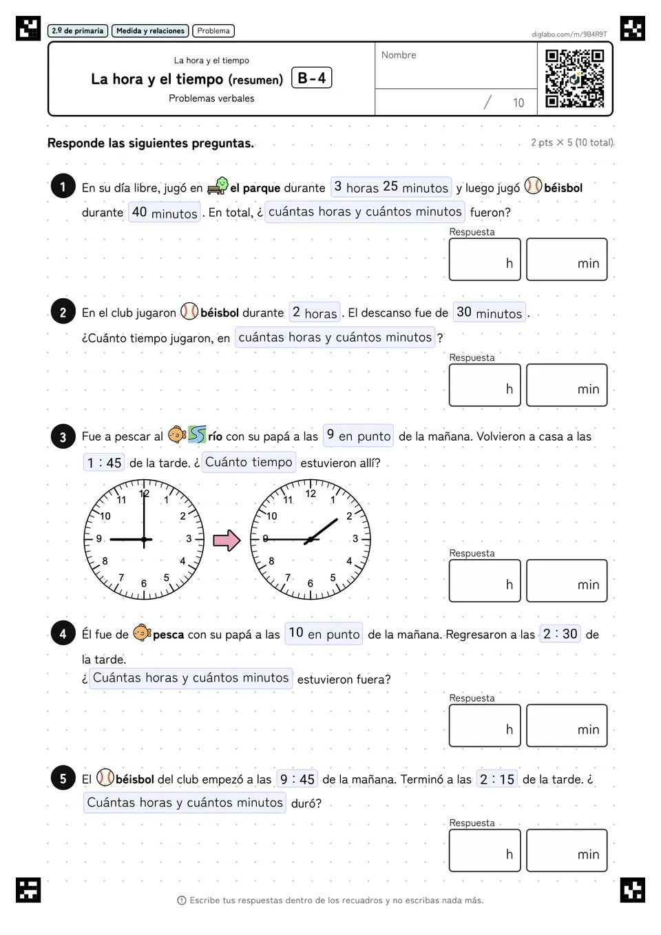 2.º de primaria La hora y el tiempo La hora y el tiempo (resumen)