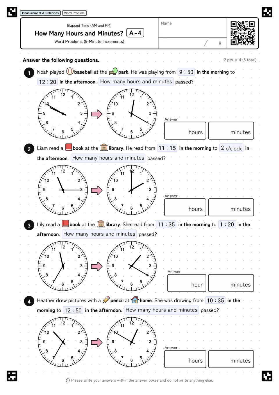 How Many Hours and Minutes? A-4
