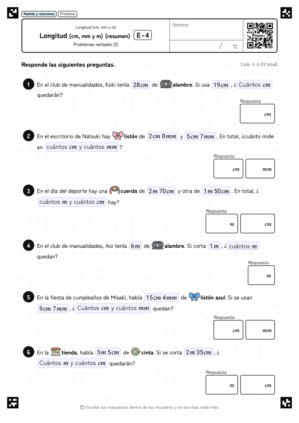 Longitud (cm, mm y m) (resumen) E-4