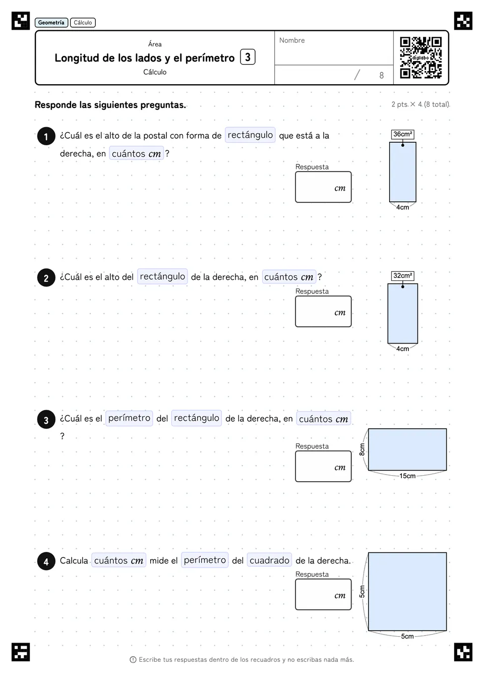 Longitud de los lados y el perímetro 3