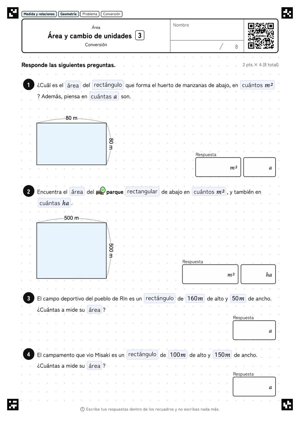 Área y cambio de unidades 3