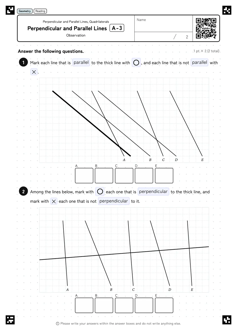 Perpendicular and Parallel Lines A-3