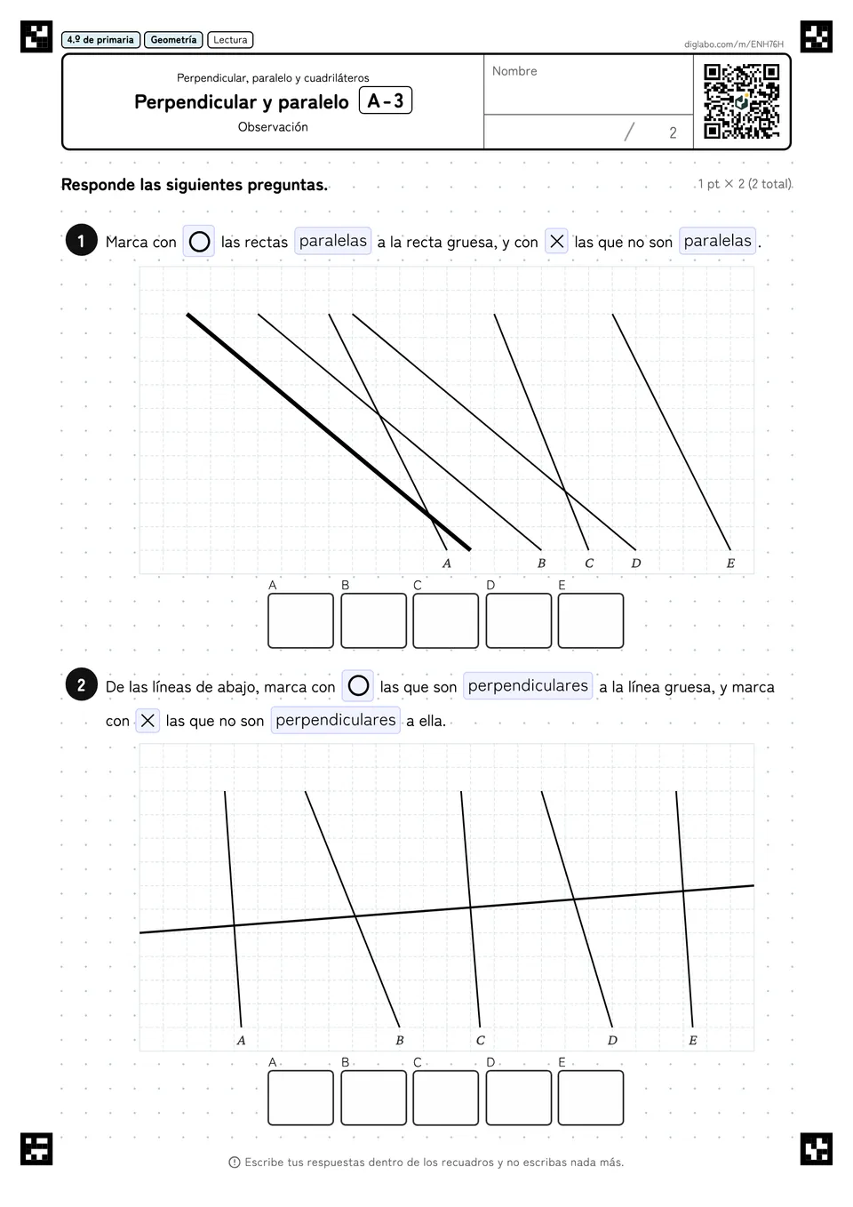 4.º de primaria Perpendicular, paralelo y cuadriláteros Perpendicular y paralelo