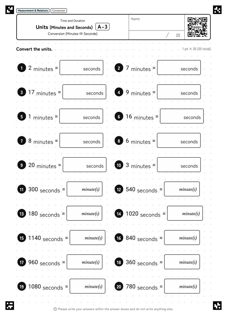 Units (Minutes and Seconds) A-3