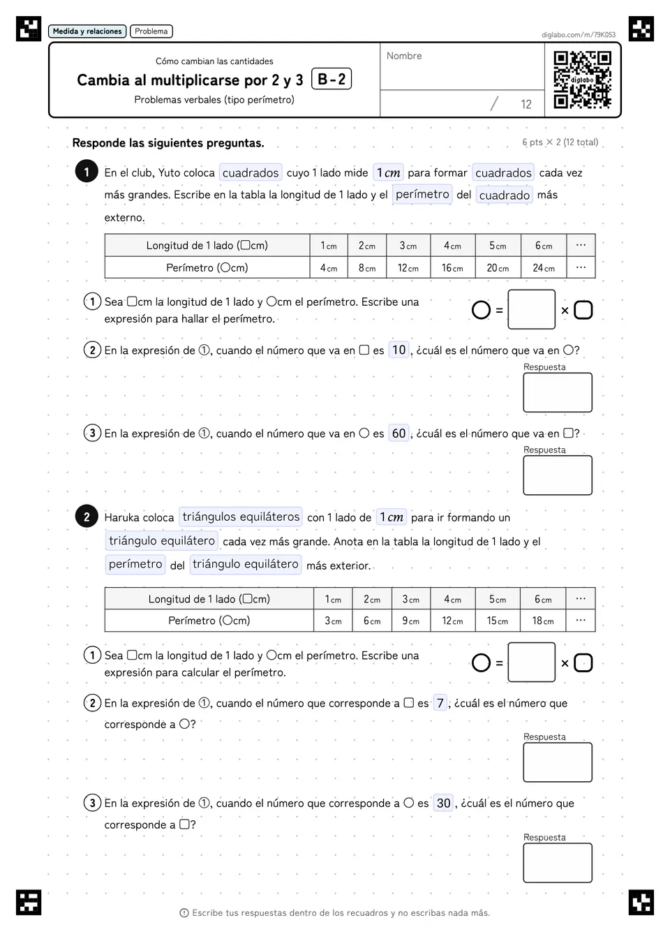 Cambia al multiplicarse por 2 y 3 B-2