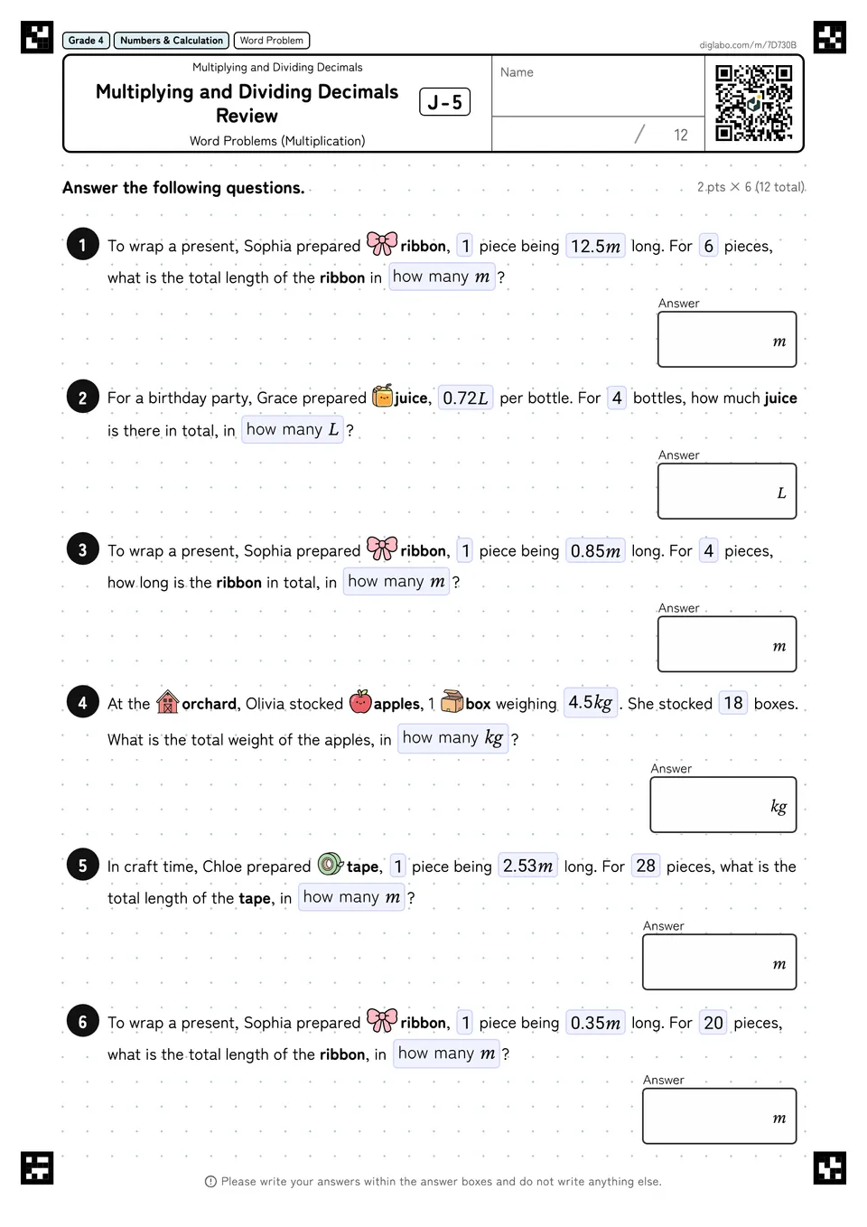 Grade 4 (Elementary School) Multiplying and Dividing Decimals Multiplying and Dividing Decimals Review