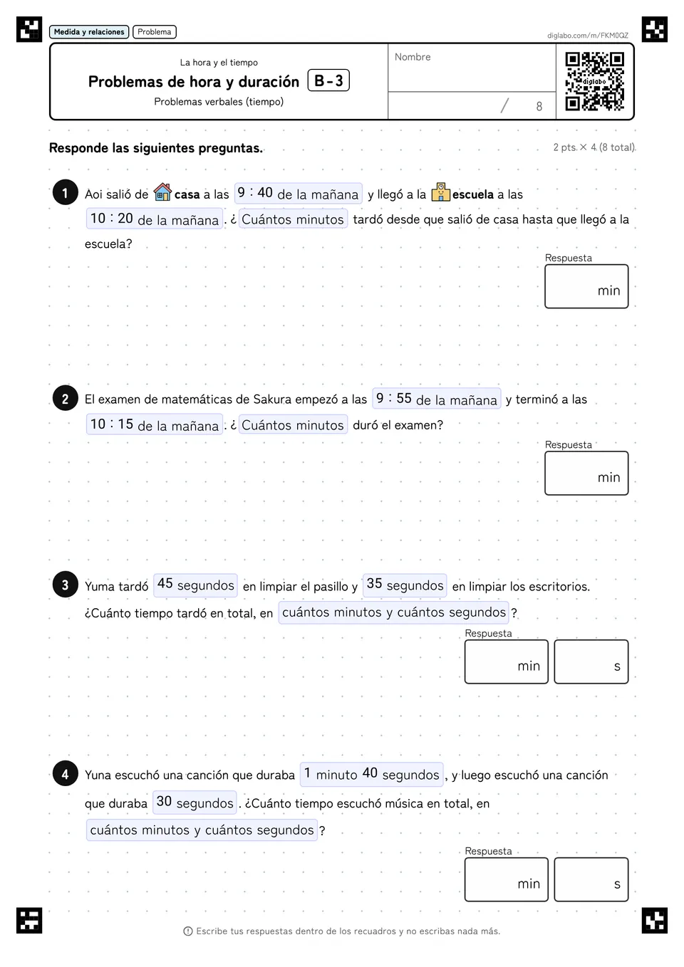 Problemas de hora y duración B-3